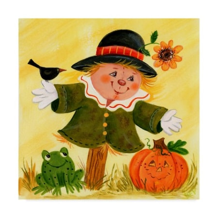 Beverly Johnston 'A Scarecrow And Friends' Canvas Art,14x14